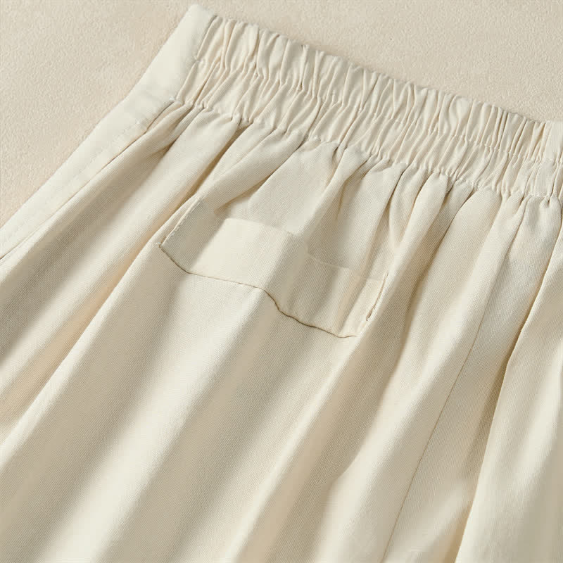 Buddha Stones Pantaloni corti da donna estivi minimalisti ed eleganti con bottoni, cerniera e gamba dritta, con tasche. - image 20