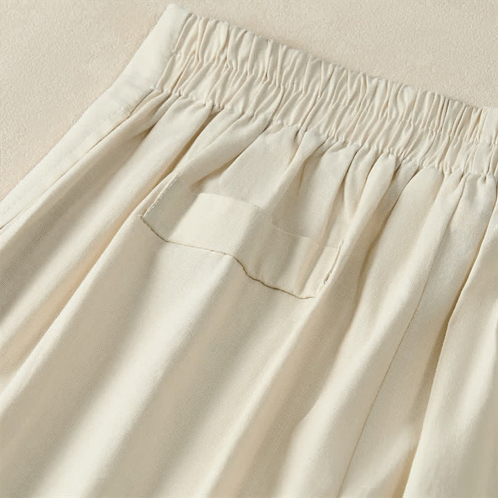 Buddha Stones Pantaloni corti da donna estivi minimalisti ed eleganti con bottoni, cerniera e gamba dritta, con tasche. - image 20