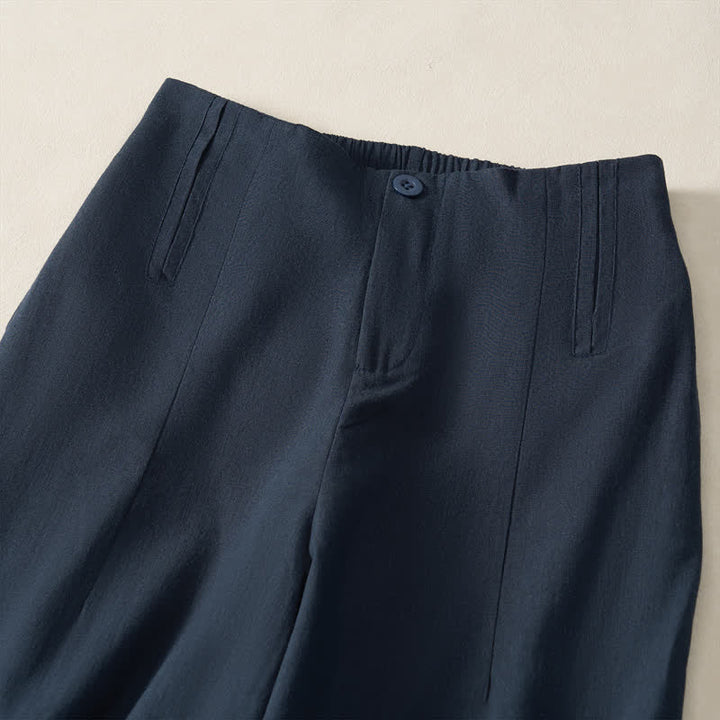 Buddha Stones Pantaloni corti da donna estivi minimalisti ed eleganti con bottoni, cerniera e gamba dritta, con tasche. - image 2