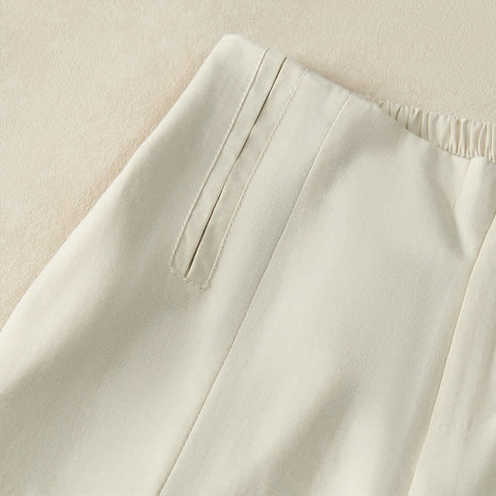 Buddha Stones Pantaloni corti da donna estivi minimalisti ed eleganti con bottoni, cerniera e gamba dritta, con tasche. - image 21