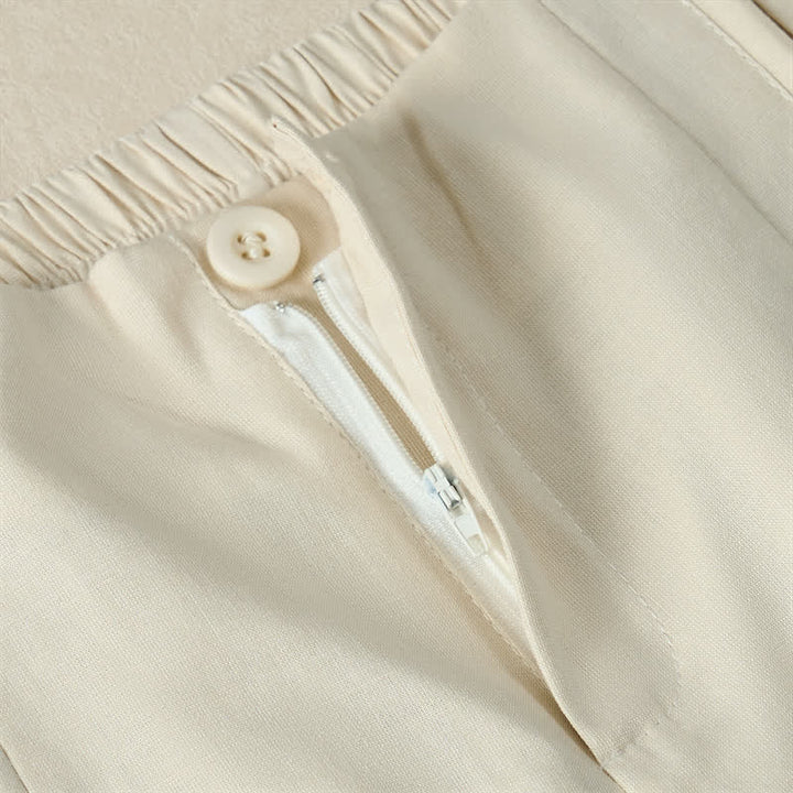 Buddha Stones Pantaloni corti da donna estivi minimalisti ed eleganti con bottoni, cerniera e gamba dritta, con tasche. - image 19