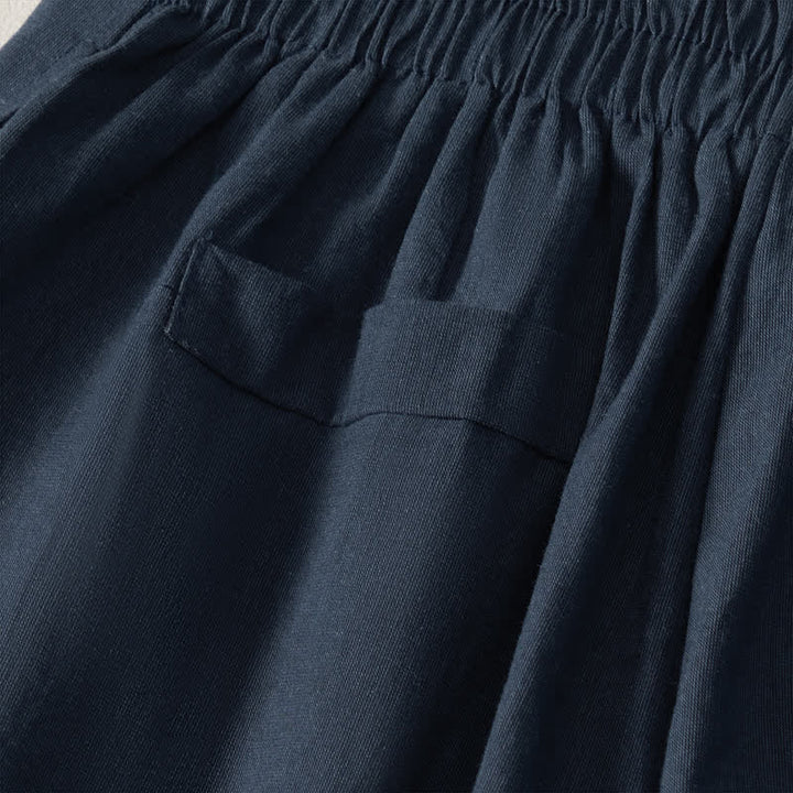 Buddha Stones Pantaloni corti da donna estivi minimalisti ed eleganti con bottoni, cerniera e gamba dritta, con tasche. - image 4