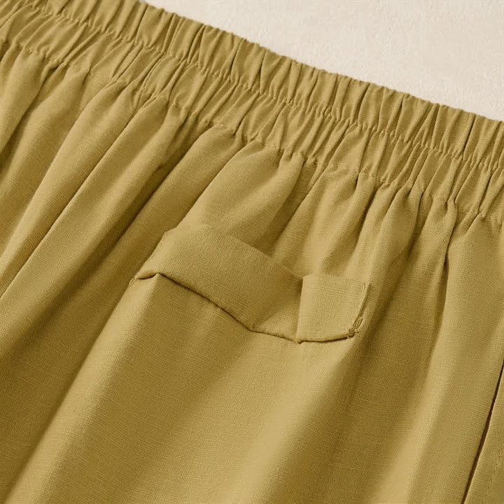 Buddha Stones Pantaloni corti da donna estivi minimalisti ed eleganti con bottoni, cerniera e gamba dritta, con tasche. - image 14