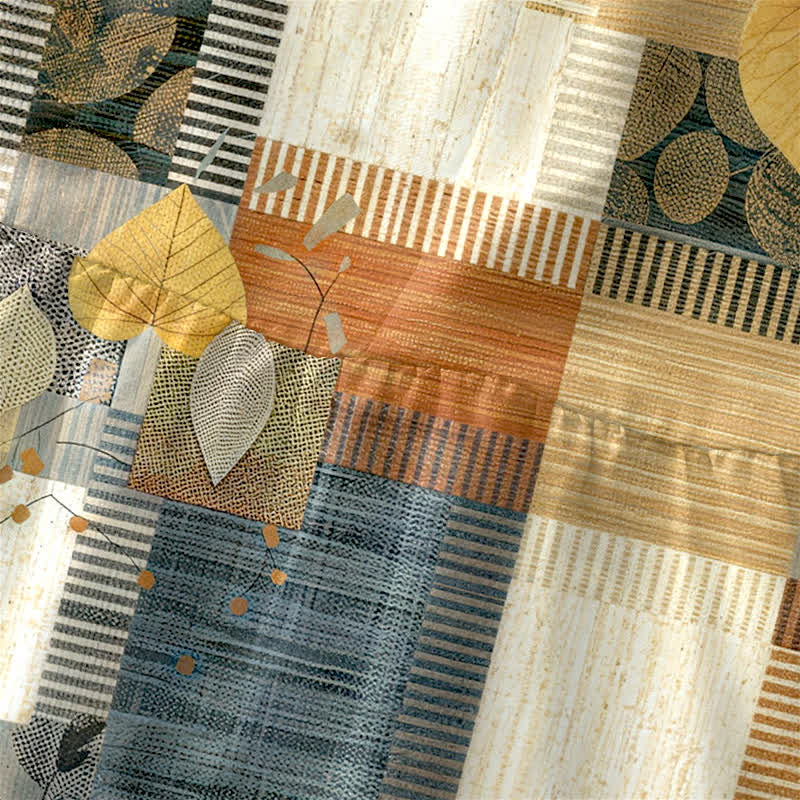 Buddha Stones Abito midi estivo casual da donna con motivo a foglie e motivi geometrici patchwork, senza maniche e con tasche. - image 1