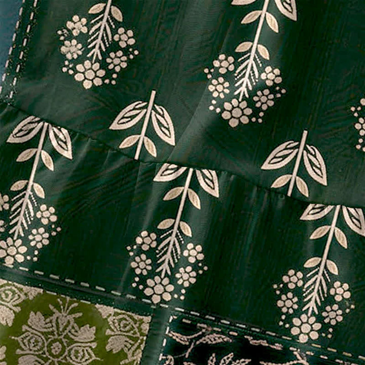 Buddha Stones Abito midi estivo casual da donna con motivo floreale e foglie patchwork, senza maniche e tasche. - image 1