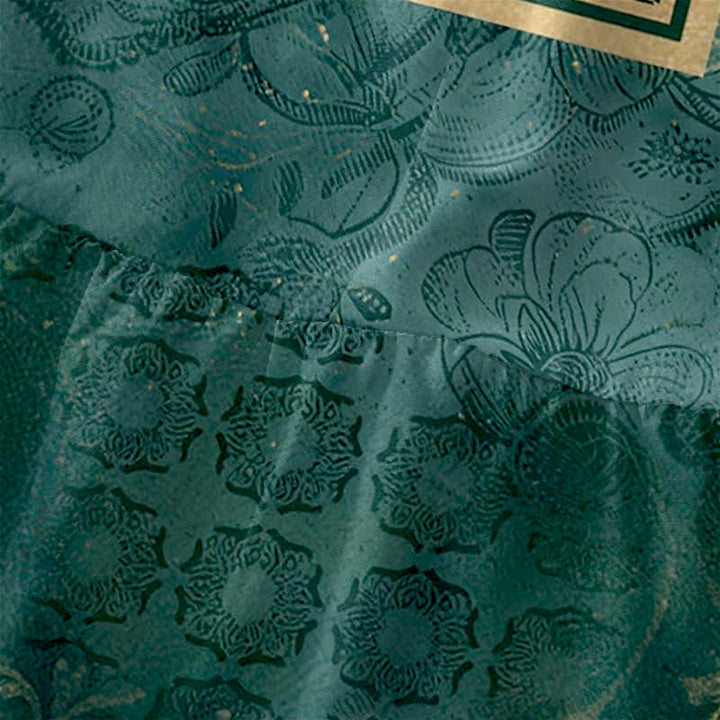 Buddha Stones Abito midi estivo casual da donna con motivo floreale vintage e viticci, senza maniche e tasche. - image 1