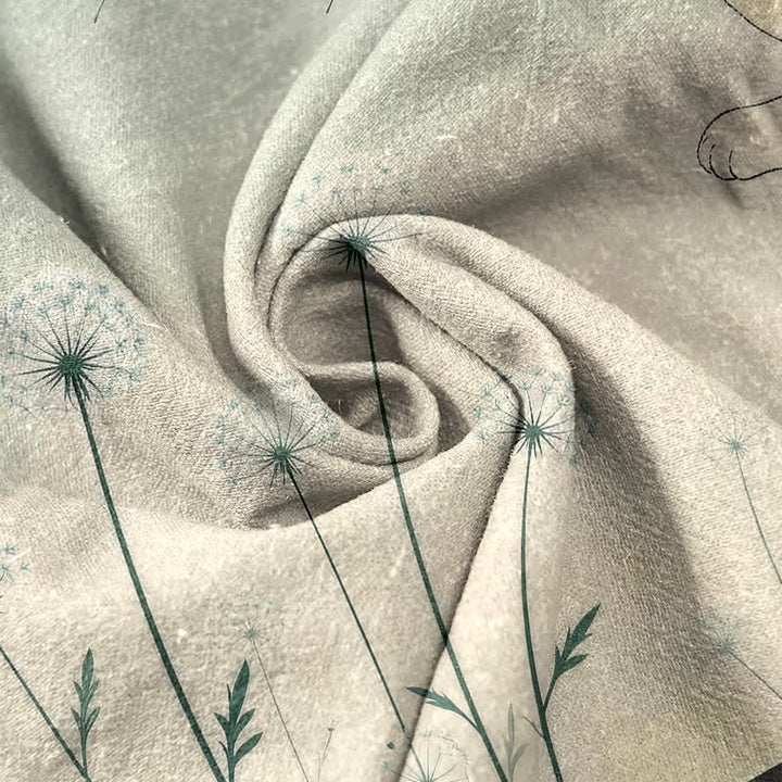 Buddha Stones Pantaloni da donna in puro cotone con elastico in vita e tasche, fantasia "Dreamy Cow Cat Dandelion". - image 2
