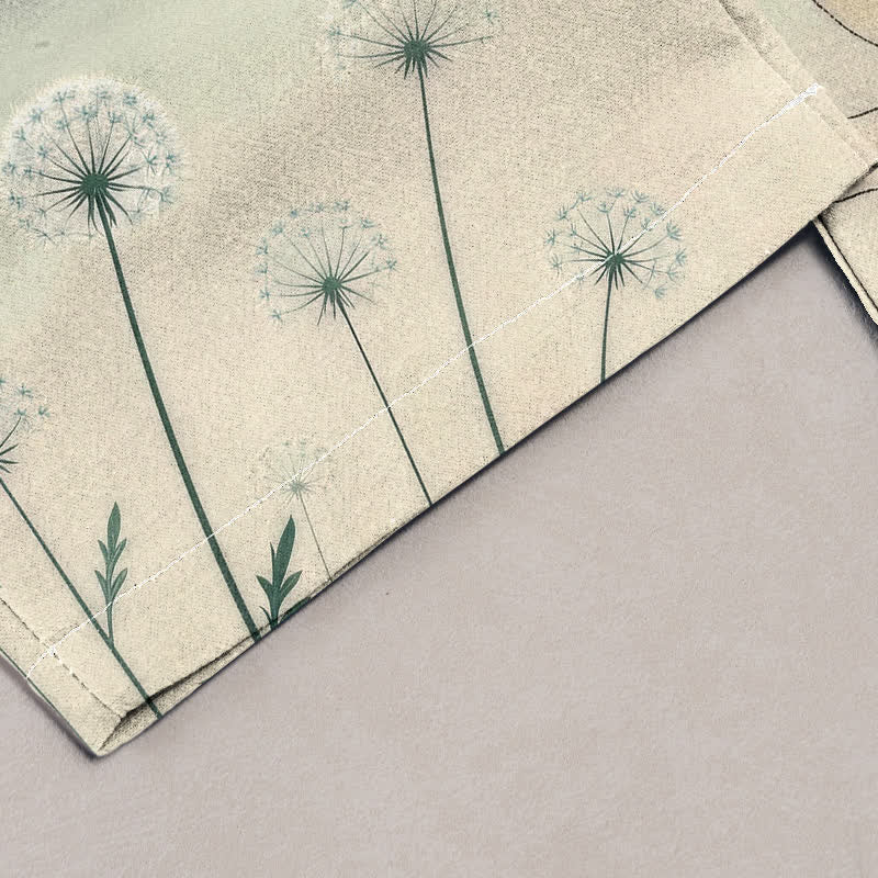 Buddha Stones Pantaloni da donna in puro cotone con elastico in vita e tasche, fantasia "Dreamy Cow Cat Dandelion". - image 1