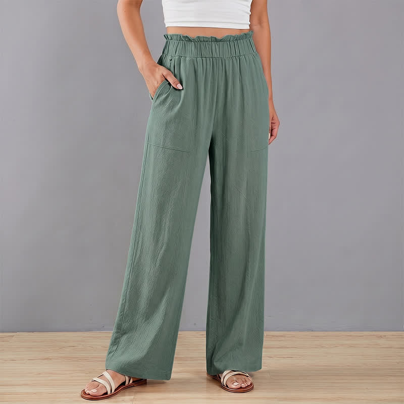 Buddha Stones Pantaloni lunghi da donna a gamba dritta, minimalisti, tinta unita, con coulisse, ideali per primavera/estate. Pantaloni casual da donna con tasche. - image 10