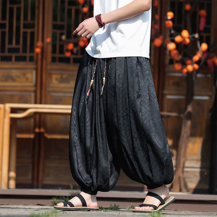 Buddha Stones Pantaloni estivi casual boho astratti alla caviglia da uomo, pantaloni harem - image 11