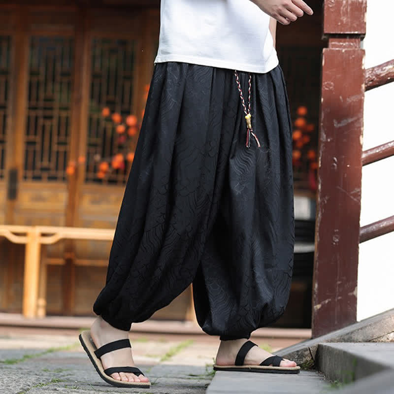 Buddha Stones Pantaloni estivi casual boho astratti alla caviglia da uomo, pantaloni harem - image 13