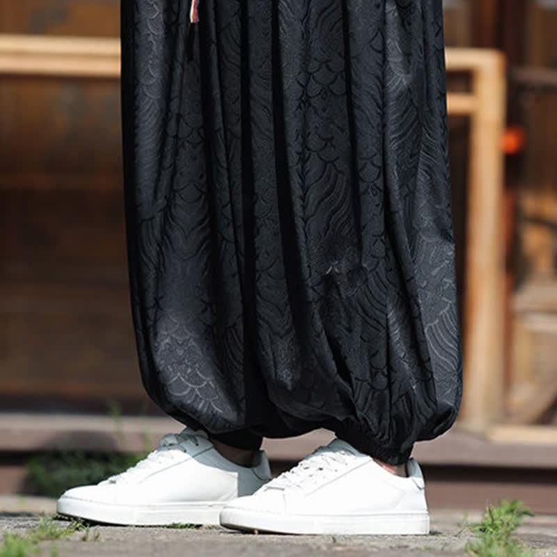 Buddha Stones Pantaloni estivi casual boho astratti alla caviglia da uomo, pantaloni harem - image 20
