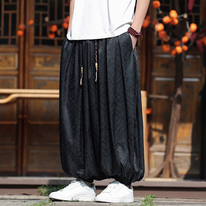 Buddha Stones Pantaloni estivi casual boho astratti alla caviglia da uomo, pantaloni harem - image 14