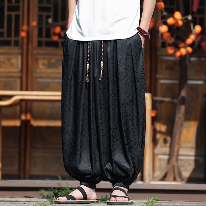 Buddha Stones Pantaloni estivi casual boho astratti alla caviglia da uomo, pantaloni harem - image 16