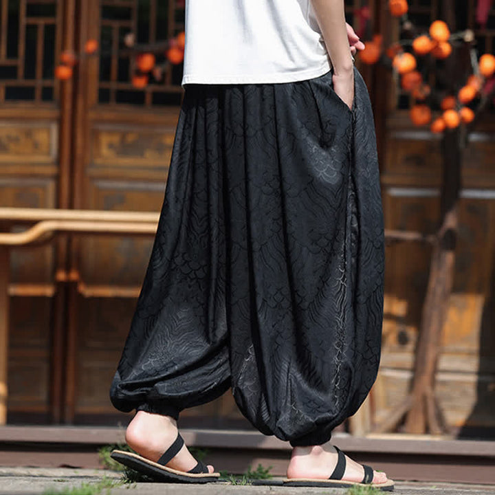 Buddha Stones Pantaloni estivi casual boho astratti alla caviglia da uomo, pantaloni harem - image 12