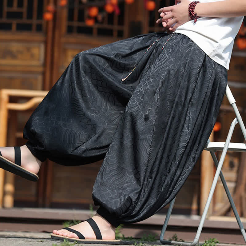 Buddha Stones Pantaloni estivi casual boho astratti alla caviglia da uomo, pantaloni harem - image 17