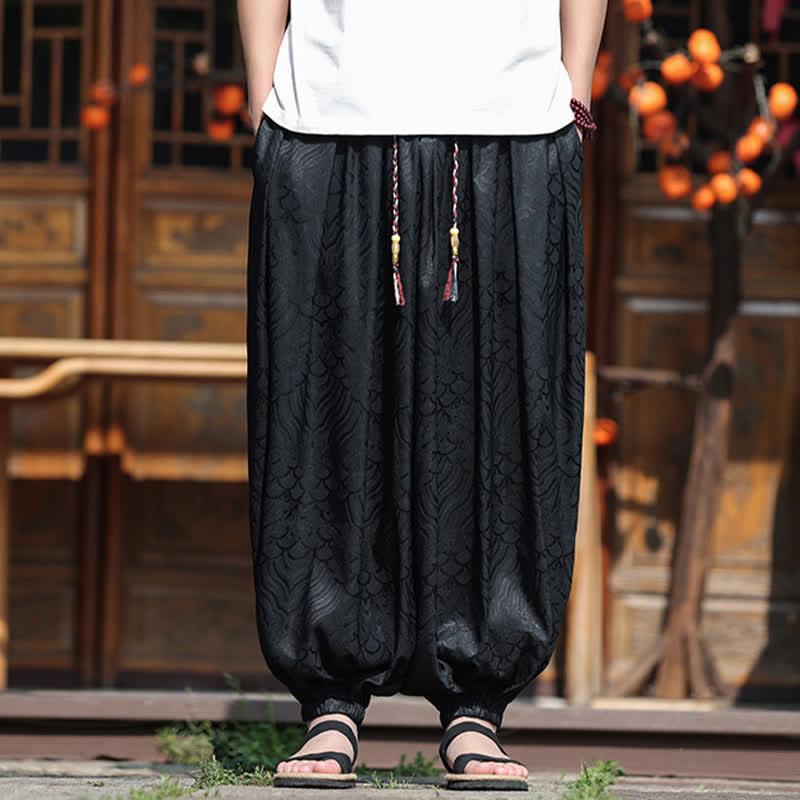 Buddha Stones Pantaloni estivi casual boho astratti alla caviglia da uomo, pantaloni harem - image 15