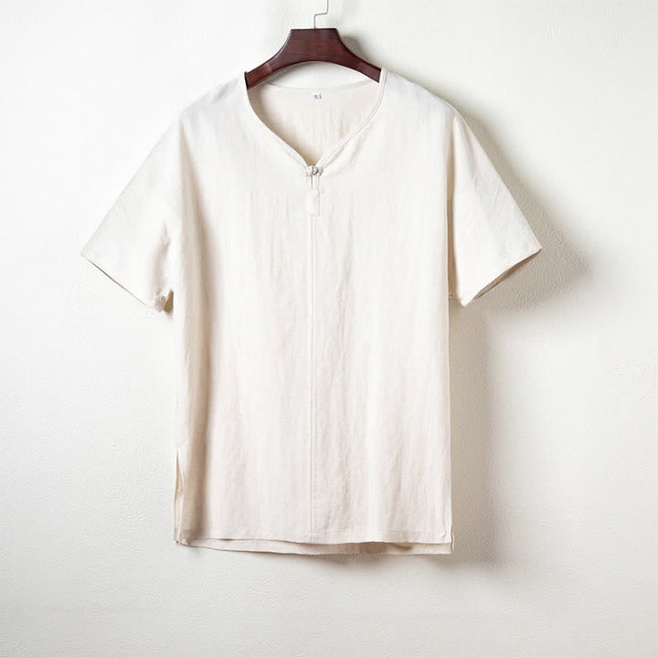 Buddha Stones Camicia da uomo estiva casual a maniche corte con scollo a V, stile Tang. - Biancheria - US/UK/AU44, EU54 (4XL) - image 9