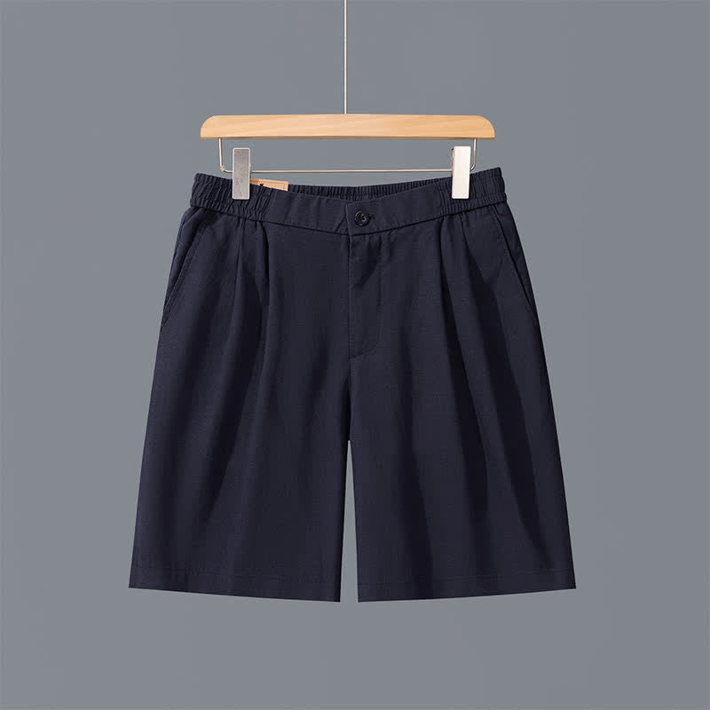 Buddha Stones Pantaloncini da uomo estivi casual, minimalisti, a tinta unita, con cerniera e tasche. - Blu notte - US/UK/AU42, EU52 (3XL) - image 1
