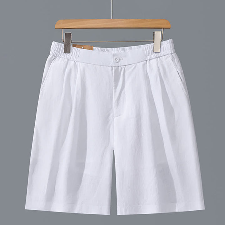 Buddha Stones Pantaloncini da uomo estivi casual, minimalisti, a tinta unita, con cerniera e tasche. - Bianco - US/UK/AU42, EU52 (3XL) - image 14
