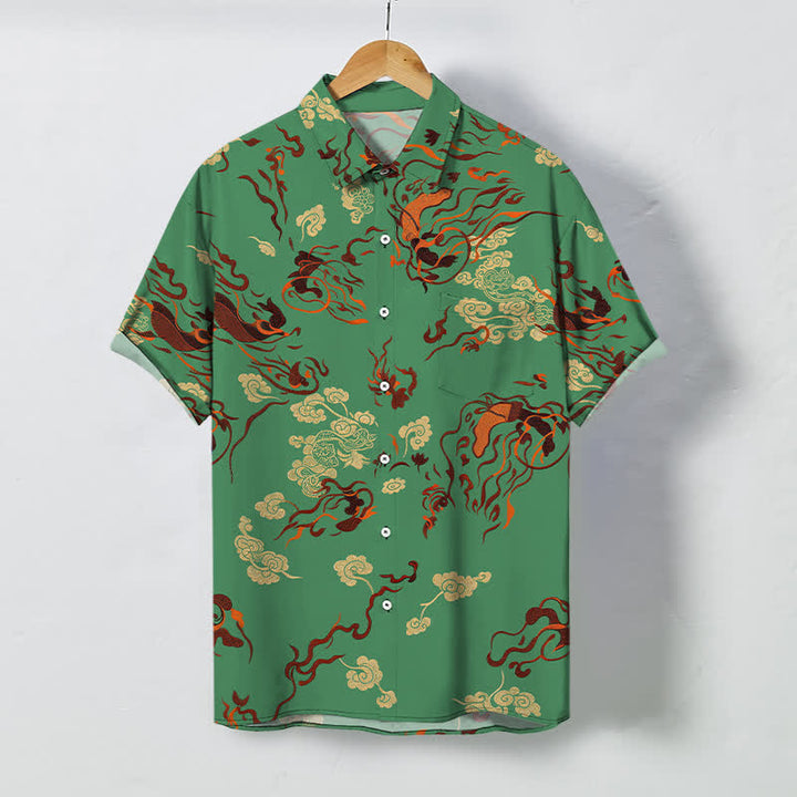 Buddha Stones Camicia da uomo a maniche corte traspirante con bottoni e motivo astratto a spirale nei toni della terra. - Verde mare - US/UK/AU48, EU58 (4XL) - image 7
