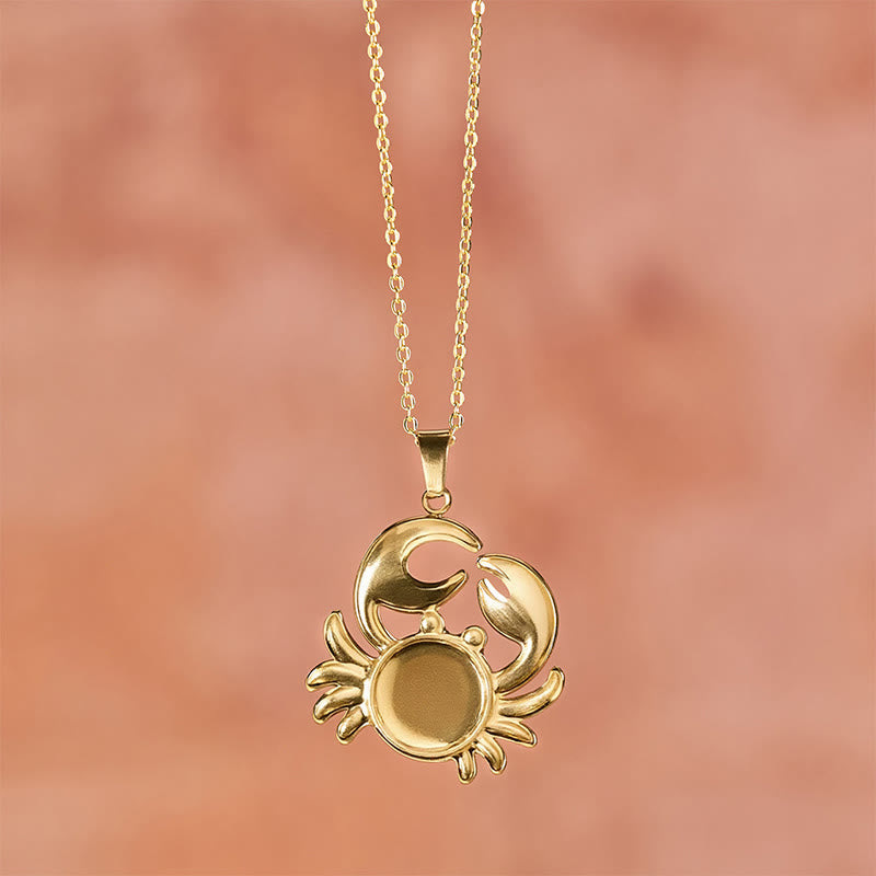 Buddha Stones Collana con granchio in ametista placcata oro e simbolo della pace interiore - image 18