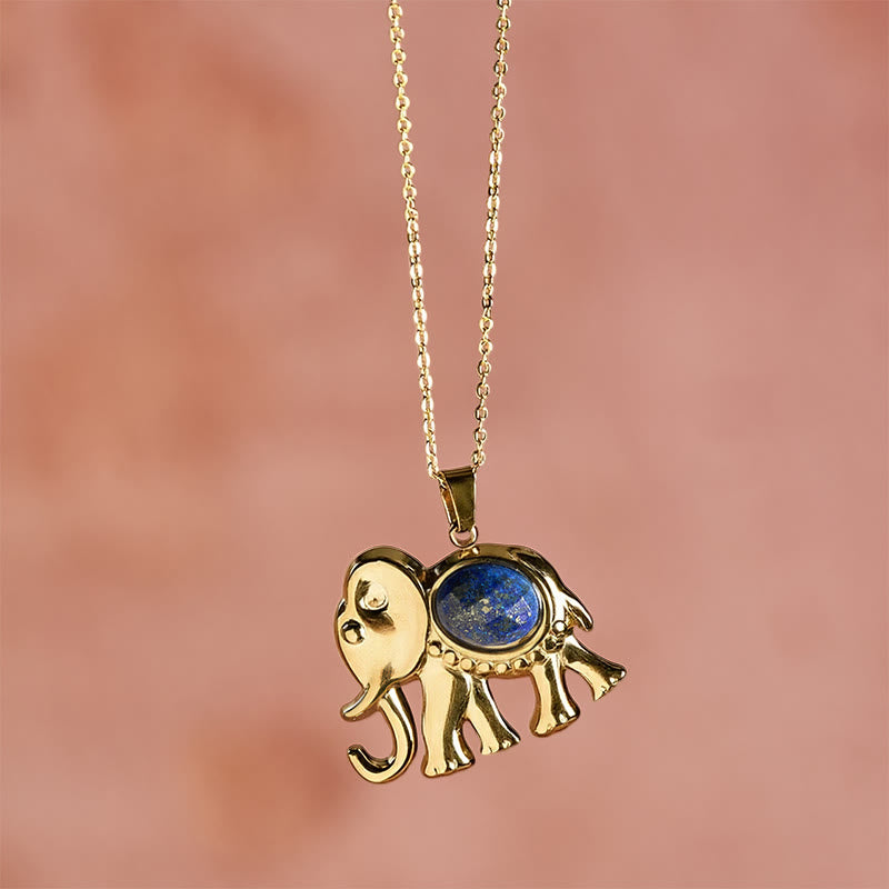 Buddha Stones Collana protettiva per elefante con occhio di tigre placcata in oro - image 10