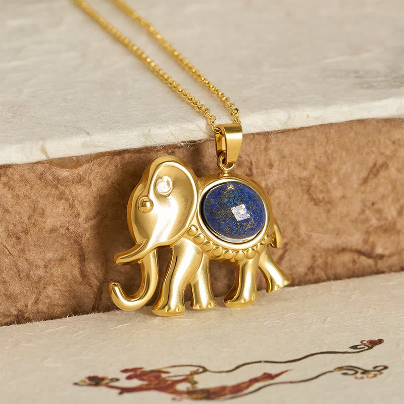 Buddha Stones Collana protettiva per elefante con occhio di tigre placcata in oro - image 9