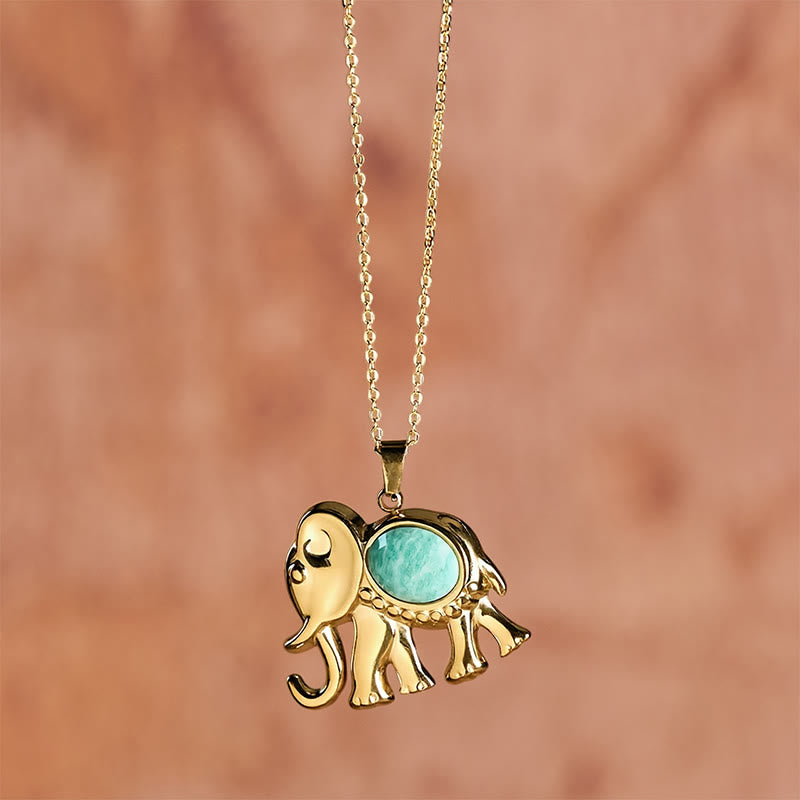 Buddha Stones Collana protettiva per elefante con occhio di tigre placcata in oro - image 16