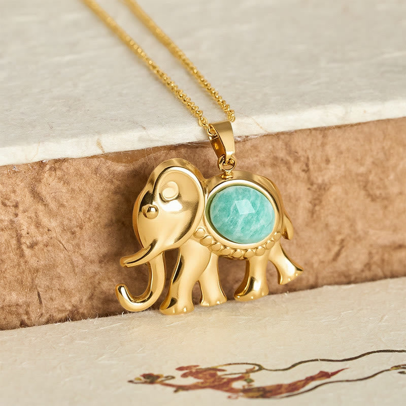 Buddha Stones Collana protettiva per elefante con occhio di tigre placcata in oro - image 15