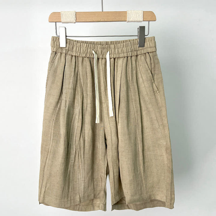 Buddha Stones Pantaloncini da uomo estivi casual con coulisse, elastico in vita e tasche. - Tan - US/UK/AU44, EU54 (4XL) - image 0