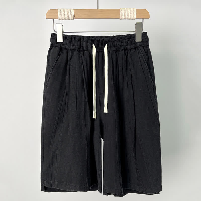 Buddha Stones Pantaloncini da uomo estivi casual con coulisse, elastico in vita e tasche. - Nero - US/UK/AU44, EU54 (4XL) - image 1