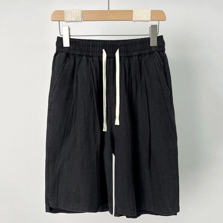 Buddha Stones Pantaloncini da uomo estivi casual con coulisse, elastico in vita e tasche. - Nero - US/UK/AU44, EU54 (4XL) - image 1