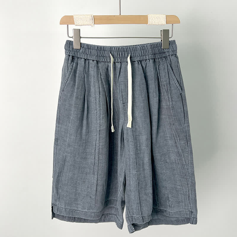 Buddha Stones Pantaloncini da uomo estivi casual con coulisse, elastico in vita e tasche. - Grigio ardesia - US/UK/AU44, EU54 (4XL) - image 3