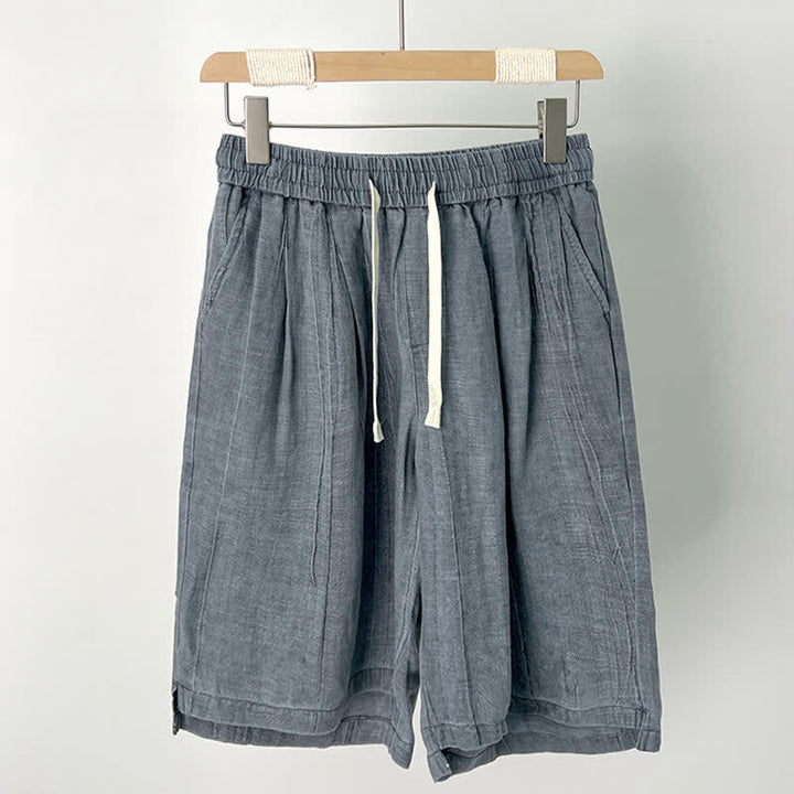 Buddha Stones Pantaloncini da uomo estivi casual con coulisse, elastico in vita e tasche. - Grigio ardesia - US/UK/AU44, EU54 (4XL) - image 3