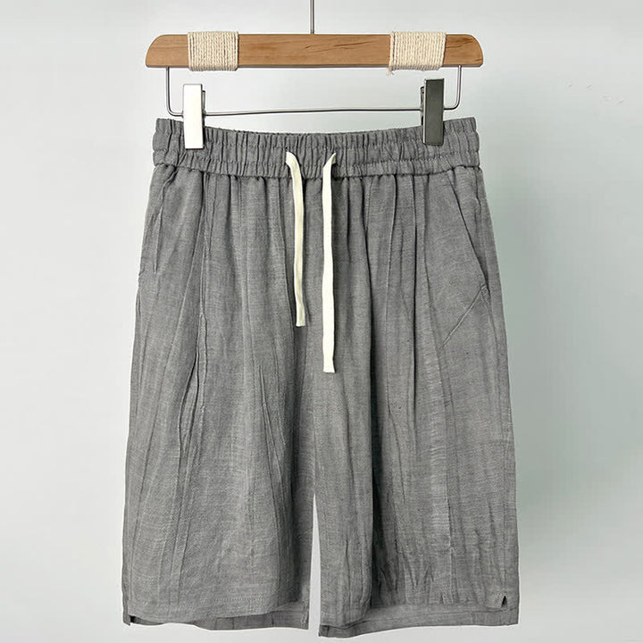 Buddha Stones Pantaloncini da uomo estivi casual con coulisse, elastico in vita e tasche. - Grigio chiaro - US/UK/AU44, EU54 (4XL) - image 2
