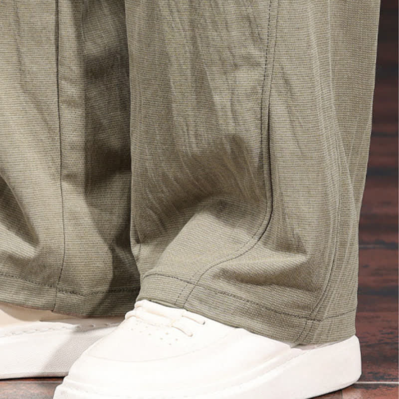 Buddha Stones Pantaloni lunghi da uomo a gamba dritta, minimalisti, con coulisse in vita elasticizzata, tinta unita, per primavera/estate. Modello casual con tasche. - image 11