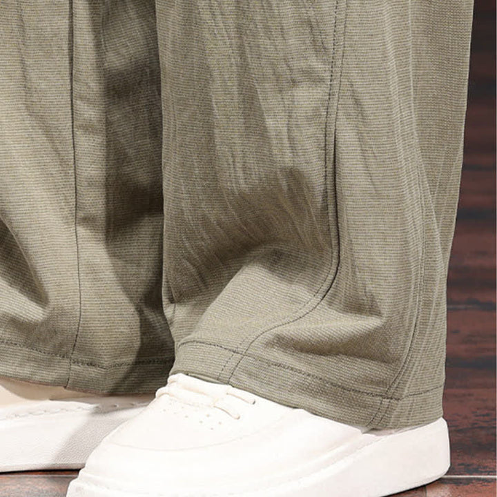 Buddha Stones Pantaloni lunghi da uomo a gamba dritta, minimalisti, con coulisse in vita elasticizzata, tinta unita, per primavera/estate. Modello casual con tasche. - image 11