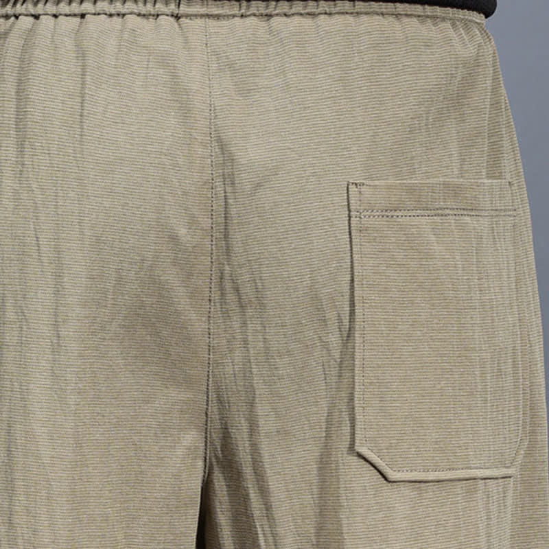 Buddha Stones Pantaloni lunghi da uomo a gamba dritta, minimalisti, con coulisse in vita elasticizzata, tinta unita, per primavera/estate. Modello casual con tasche. - image 10