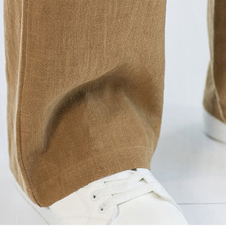 Buddha Stones Pantaloni lunghi da uomo a gamba dritta, minimalisti, con coulisse, tinta unita, per primavera/estate, casual ed eleganti, con tasche. - image 23