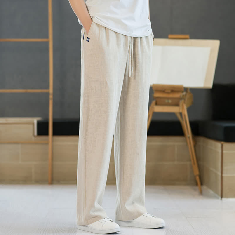 Buddha Stones Pantaloni lunghi da uomo a gamba dritta, minimalisti, con coulisse, tinta unita, per primavera/estate, casual ed eleganti, con tasche. - image 26
