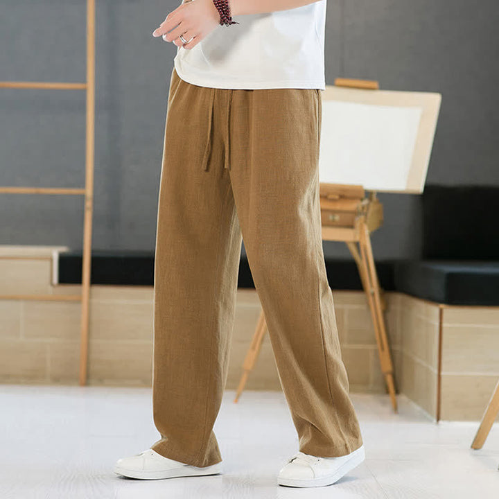 Buddha Stones Pantaloni lunghi da uomo a gamba dritta, minimalisti, con coulisse, tinta unita, per primavera/estate, casual ed eleganti, con tasche. - image 14