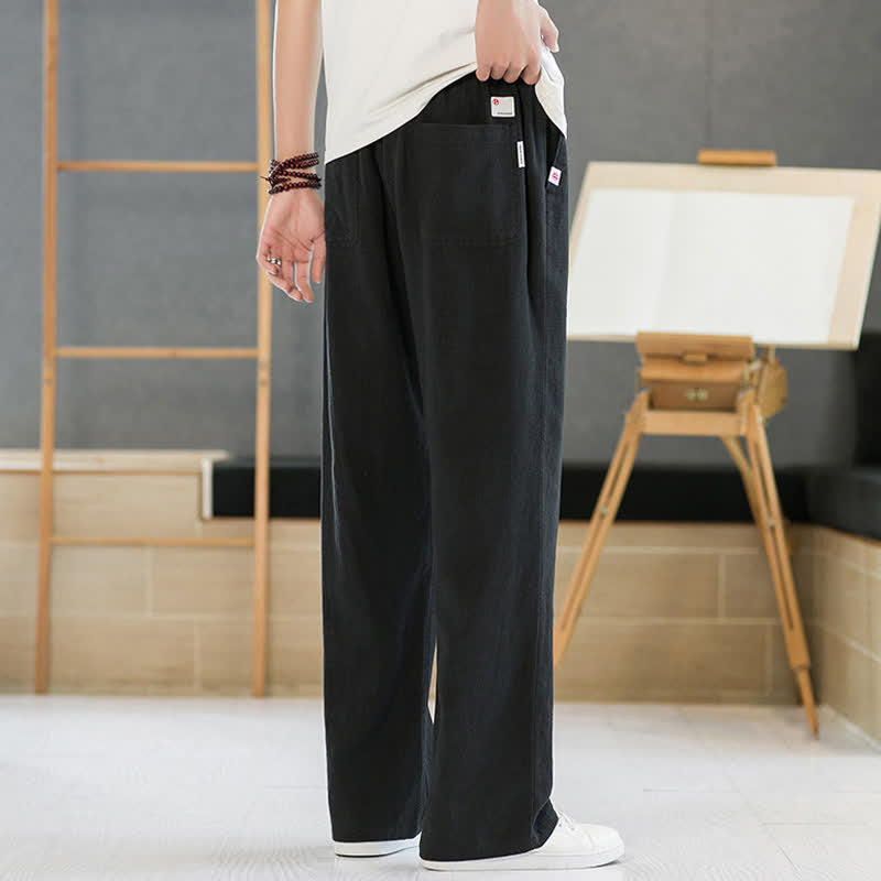 Buddha Stones Pantaloni lunghi da uomo a gamba dritta, minimalisti, con coulisse, tinta unita, per primavera/estate, casual ed eleganti, con tasche. - image 10