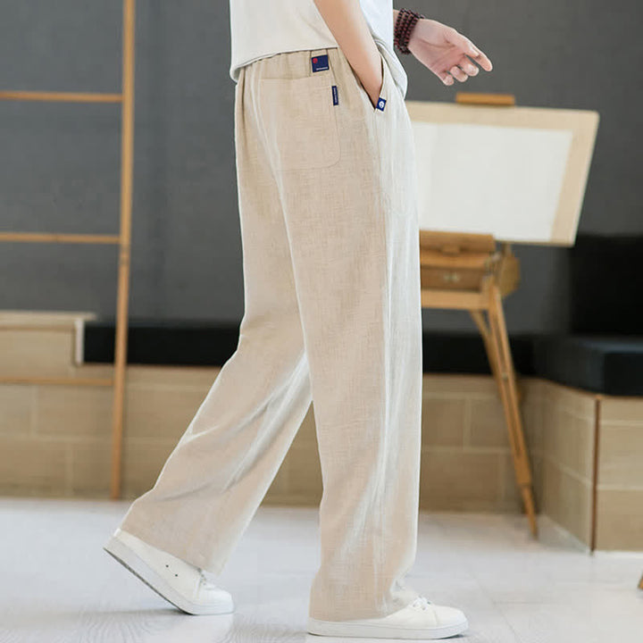 Buddha Stones Pantaloni lunghi da uomo a gamba dritta, minimalisti, con coulisse, tinta unita, per primavera/estate, casual ed eleganti, con tasche. - image 28