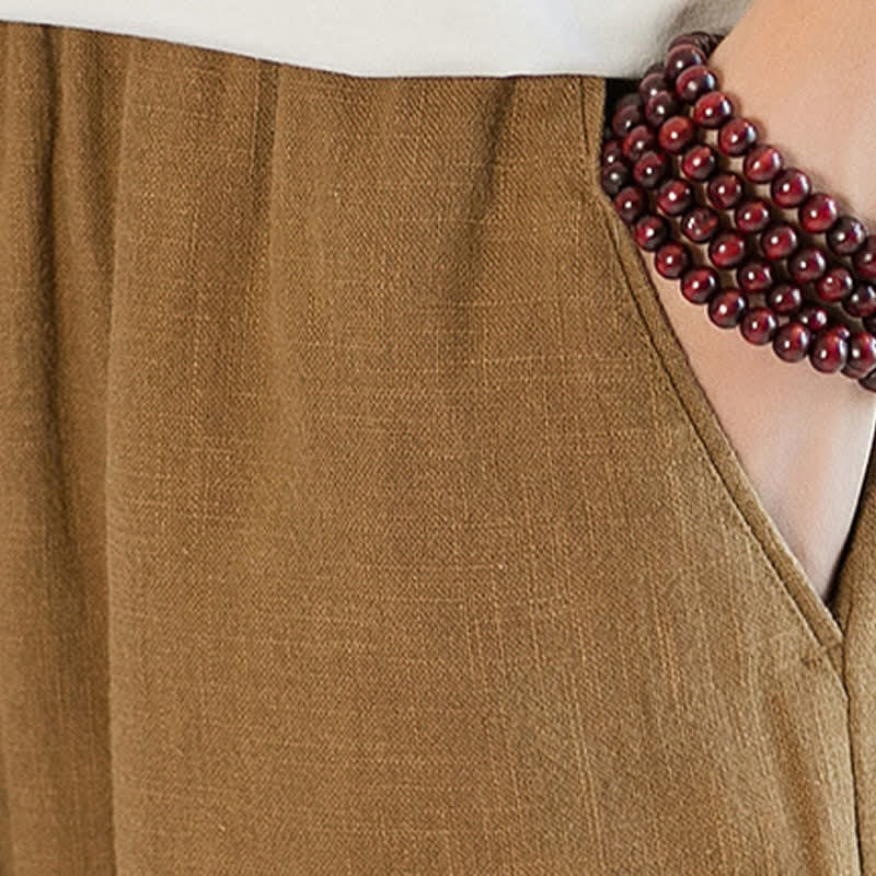 Buddha Stones Pantaloni lunghi da uomo a gamba dritta, minimalisti, con coulisse, tinta unita, per primavera/estate, casual ed eleganti, con tasche. - image 21