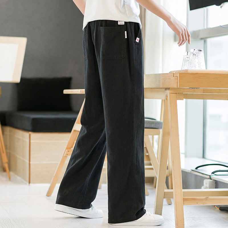 Buddha Stones Pantaloni lunghi da uomo a gamba dritta, minimalisti, con coulisse, tinta unita, per primavera/estate, casual ed eleganti, con tasche. - image 11