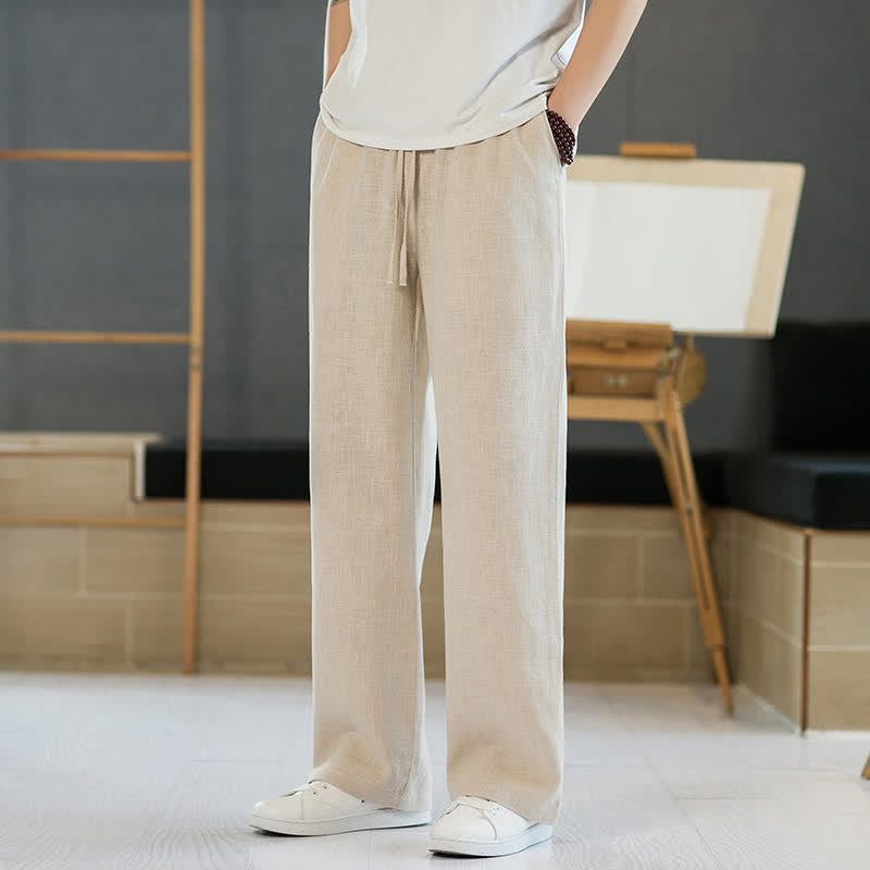 Buddha Stones Pantaloni lunghi da uomo a gamba dritta, minimalisti, con coulisse, tinta unita, per primavera/estate, casual ed eleganti, con tasche. - image 27