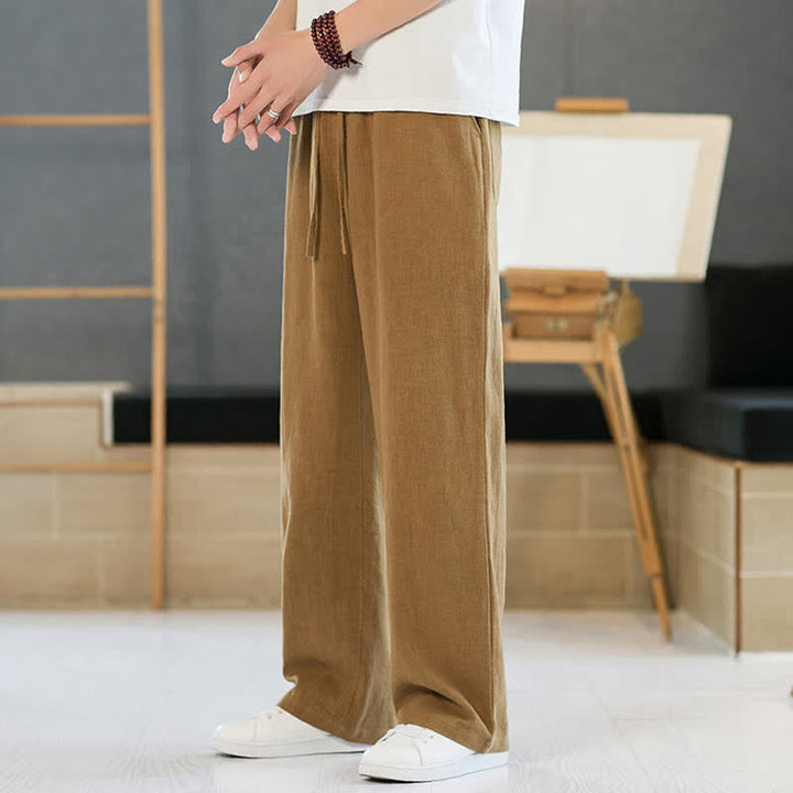 Buddha Stones Pantaloni lunghi da uomo a gamba dritta, minimalisti, con coulisse, tinta unita, per primavera/estate, casual ed eleganti, con tasche. - image 18
