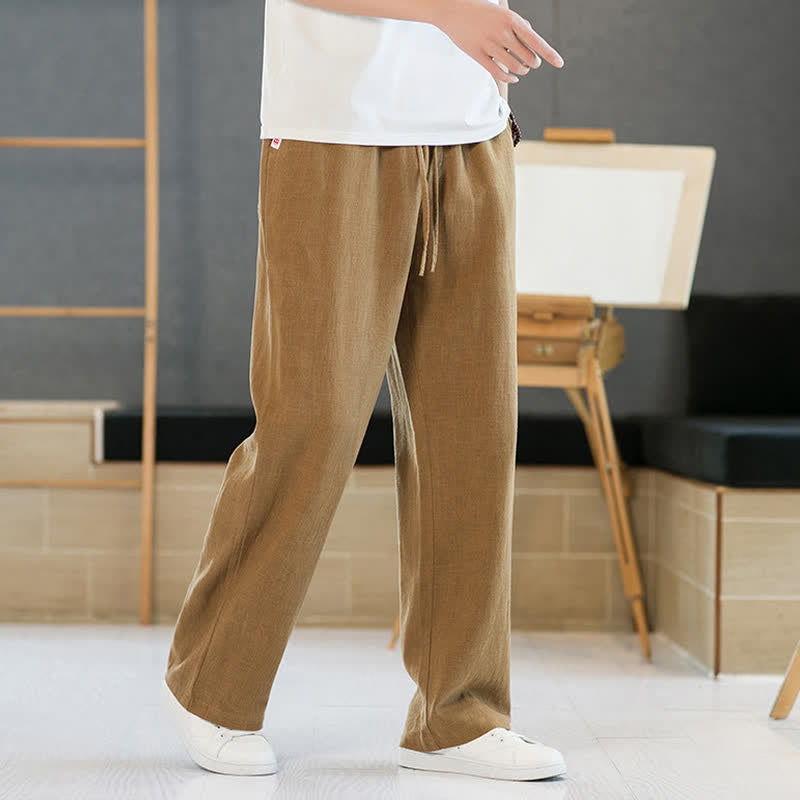 Buddha Stones Pantaloni lunghi da uomo a gamba dritta, minimalisti, con coulisse, tinta unita, per primavera/estate, casual ed eleganti, con tasche. - image 15