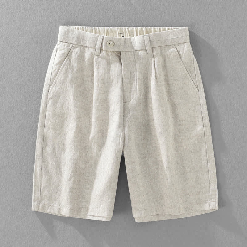 Buddha Stones Pantaloncini da uomo estivi casual e minimalisti con bottoni, cerniera e tasche. - Biancheria - US/UK/AU46, EU56 (5XL) - image 0